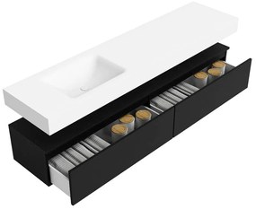 Zaro Alan badmeubel 190cm urban 2 lades met vrijhangende wastafel cloud links 1 kraangat talc