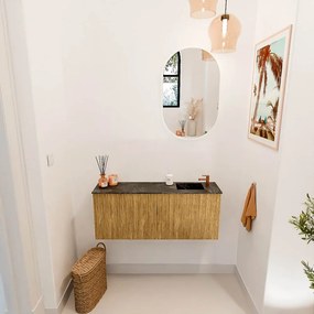 Mondiaz Joya DLux 100cm toiletmeubel oak met wastafel faye rechts 1 kraangat lava