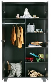 Woood Dennis Stoere Landelijke Kledingkast Zwart - 111x55x202cm.