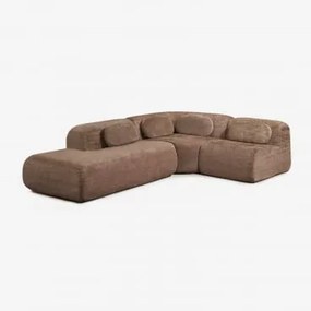 Modulaire Hoekbank Van 3 Delen Met Linker Divan In Vacuüm Verpakte Chenille Merida Chenille Karamelbruin - Sklum