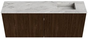 Mondiaz Joya DLux 100cm toiletmeubel walnut met wastafel faye rechts 1 kraangat glace