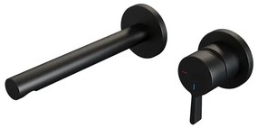 Brauer Black Edition Wastafelmengkraan inbouw - rechte uitloop links - hendel middel dik - model E 1 - mat zwart 5-S-004-S1-65