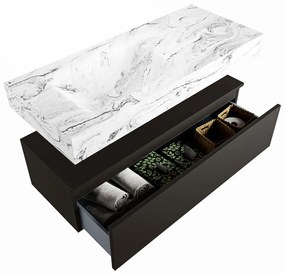 Mondiaz Alan DLux badmeubel 110cm urban 1 lade met wastafel glace links 1 kraangat