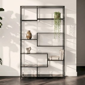 Hoog Wandrek Staal Met Glas - 115x30x195cm.