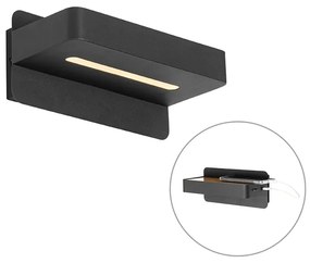 Moderne wandlamp zwart incl. LED met USB en schakelaar - Ted Modern Binnenverlichting Lamp