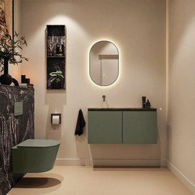 Mondiaz Ture DLux toiletmeubel 100cm army met wastafel lava links zonder kraangat