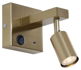 Moderne wandlamp goud met USB-C kantelbaar - Rex Modern GU10 vierkant Binnenverlichting Lamp