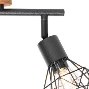Spot zwart met hout draai- en kantelbaar 2-lichts - Mosh