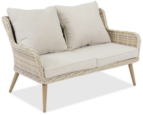 Tweezitsbank van kunststof rotan voor terras Bilbao Garden Point zand