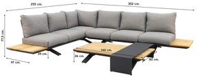 Suns Stockholm loungeset - Antraciet/teak - Light anthracite