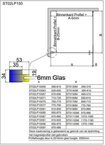 van Rijn ST02 hoekcabine 86x108cm met draaideur chroom