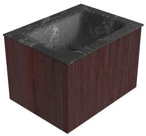 Mondiaz Kurve-dlux 60cm badmeubel ruby met 1 lade en wastafel cloud midden zonder kraangat lava