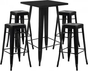 Lix Hoge Tafel En 4 Hoge Krukkenset Zwart - Sklum