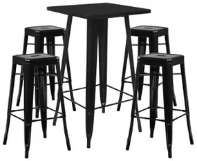 Set Met Een Hoge Tafel & 4 Hoge Krukken Lix Zwart - Sklum