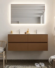 Mondiaz Vica 120cm badmeubel rust 4 lades wastafel Cloud dubbel met 2 kraangaten