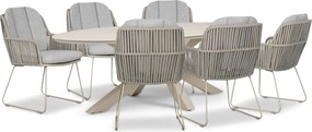 Tuinset 6 personen 240 cm Rope Taupe Domani Furniture Trivento/Lunea