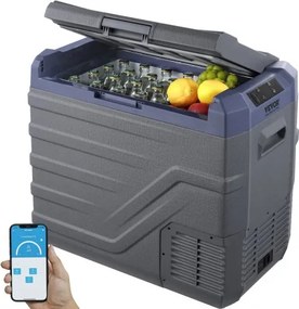 VEVOR Autokoelkast, 12-volt autokoelkast, 45 liter draagbare vriezer met één temperatuurzone en ingebouwde verlichting, -20°C tot 20°C, 12/24V DC en 100-240V AC compressor koeler voor buitengebruik, kamperen en camperen.