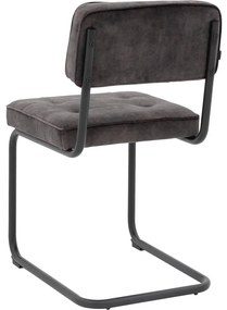 Goossens Basic Eetkamerstoel Freek zwart velvet stof leuning, urban industrieel