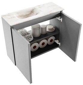 Mondiaz Ture DLux toiletmeubel 60cm plata met wastafel frappe links zonder kraangat