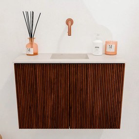 Mondiaz Joya DLux 60cm toiletmeubel ruby met wastafel faye midden zonder kraangat meli