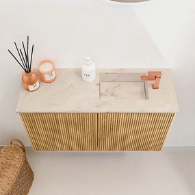 Mondiaz Joya DLux 70cm toiletmeubel oak met wastafel faye rechts 1 kraangat frappe