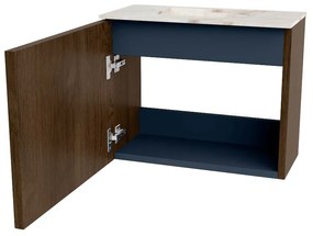 Mondiaz Joya DLux 50cm toiletmeubel walnut met wastafel faye links zonder kraangat frappe