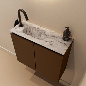 Mondiaz Ture DLux toiletmeubel 60cm rust met wastafel glace links met kraangat