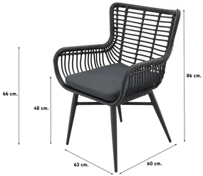Jasmine Black/Silva 240x115 cm. ovale tuinset - 7-delig