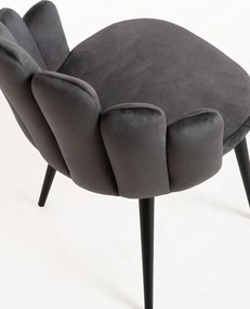 Set 4 Hand Fluwelen Stoelen Zwarte Poten