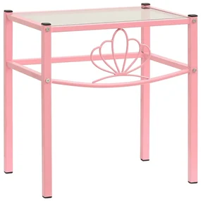 vidaXL Nachtkastje 42,5x33x44,5 cm metaal en glas roze en transparant
