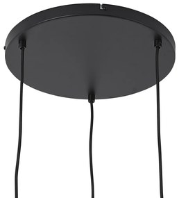 Hanglamp zwart met amber en smoke en helder glas 3-lichts - Elena