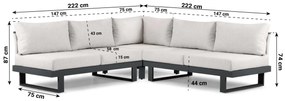 Hoek loungeset 5 personen Aluminium Grijs  Lifestyle Garden Furniture Lorenzo