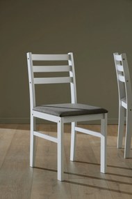 TORINO eetset + 4 stoelen Wit/Lichtgrijs (Sawana 21 stof) - HOUTEN SET VOOR KEUKEN/EETKAMER