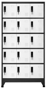 vidaXL Lockerkast 90x40x180 cm staal antracietkleurig en wit