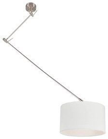 Eettafel / Eetkamer Hanglamp staal met kap 35 cm wit verstelbaar - Blitz Modern E27 rond Binnenverlichting Lamp