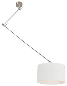 Eettafel / Eetkamer Hanglamp staal met kap 35 cm wit verstelbaar - Blitz Modern E27 rond Binnenverlichting Lamp