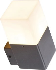 Buitenwandlamp zwart met opaal witte kap IP44 - Denmark