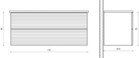 Sanigoods Maisy badmeubel ribbelfront 120cm wit met solid surface wastafel zonder kraangaten wit mat