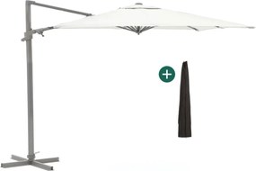 Parasol Shadowline Francisco | Inclusief hoes | Vierkant | 300x300cm | Met draaihendel | Grijs/Antraciet  | Kees Smit Tuinmeubelen