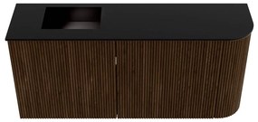 Mondiaz Joya 90cm toiletmeubel ronding rechts walnut met wastafel faye links zonder kraangat urban