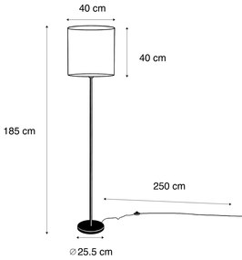 Vloerlamp zwart met velours kap groen 40cm - Simplo Klassiek / Antiek, Modern E27 rond Binnenverlichting Lamp