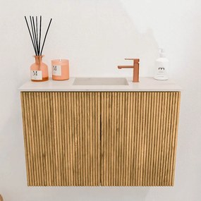 Mondiaz Joya DLux 60cm toiletmeubel oak met wastafel faye midden 1 kraangat meli