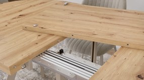 Mazzoni EXPANSO Artisan Eiken / kasjmier poten - OVALE UITSCHUIFTAFEL 160-360 cm VOOR 16-18 PERSONEN