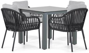 Tuinset 4 personen 90 cm Aluminium/rope Grijs Coco Puerto/Yoko