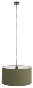 Stoffen Eettafel / Eetkamer Hanglamp zwart met groene kap 50 cm - Combi 1 Modern E27 rond Binnenverlichting Lamp