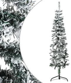vidaXL Kunstkerstboom half met sneeuw smal 120 cm