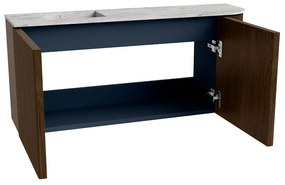 Mondiaz Joya DLux 90cm toiletmeubel ronding rechts walnut met wastafel faye links zonder kraangat glace