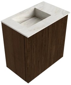 Mondiaz Joya DLux 40cm toiletmeubel walnut met wastafel faye links 1 kraangat ostra
