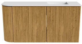 Mondiaz Joya 80cm toiletmeubel ronding links oak met wastafel faye rechts zonder kraangat talc
