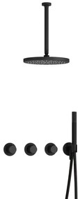 Hotbath Cobber X IBSX70 Regendoucheset inbouw - hoofddouche 30cm - plafondarm 30cm - handdouche staaf 1 stand - mat zwart IBSX70BL35